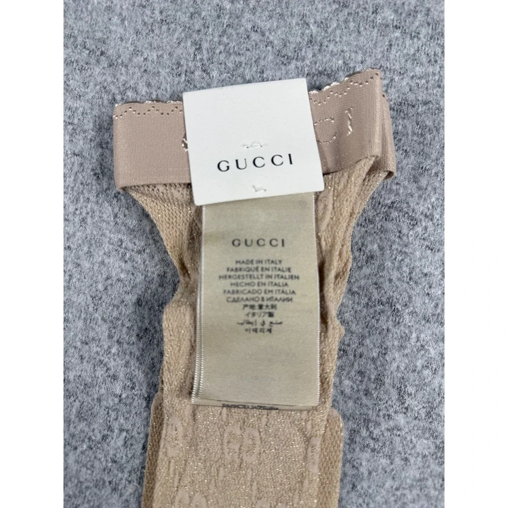 Gucci GG Pattern Lame Socks Beige Gold Metallic Monogram Size M  Made Italy